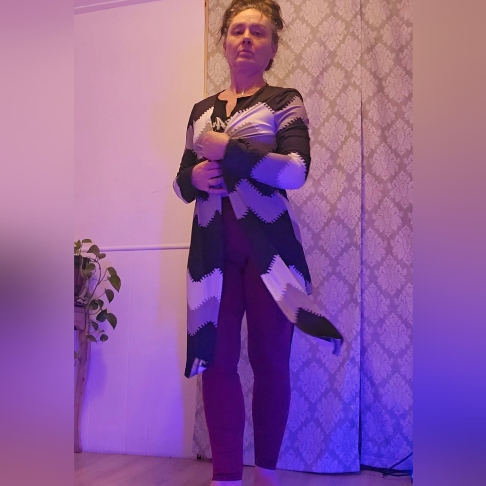 Black, white, and gray women's wrap